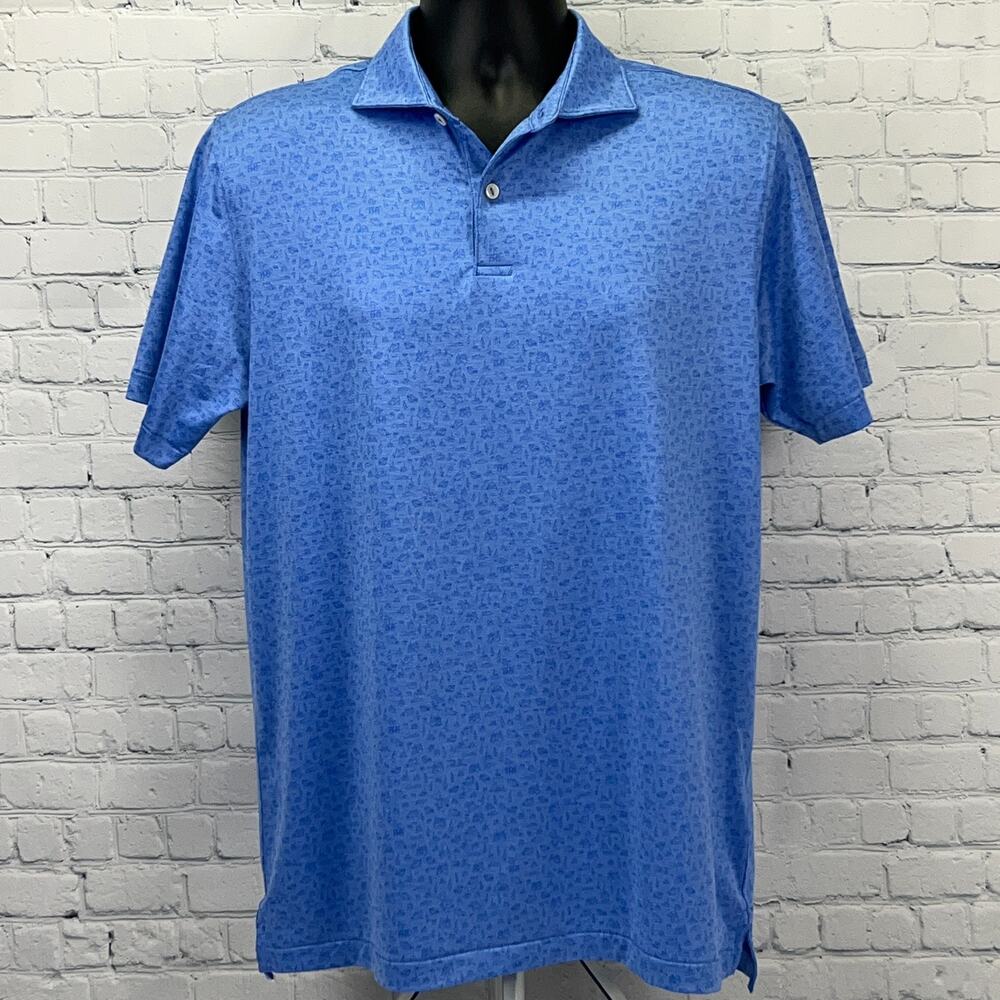 Peter Millar Crown Crafted Vessel Capri Sailing Polo Shirt M Medium Blue Golfer